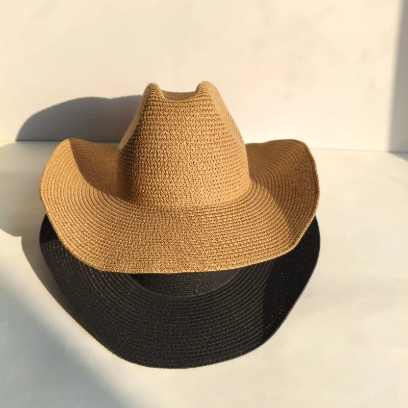 Men's Custom Size Western Cowboy Sun Hat with Large Brim for Casual Summer Seaside Vacation Outdoor Friendly