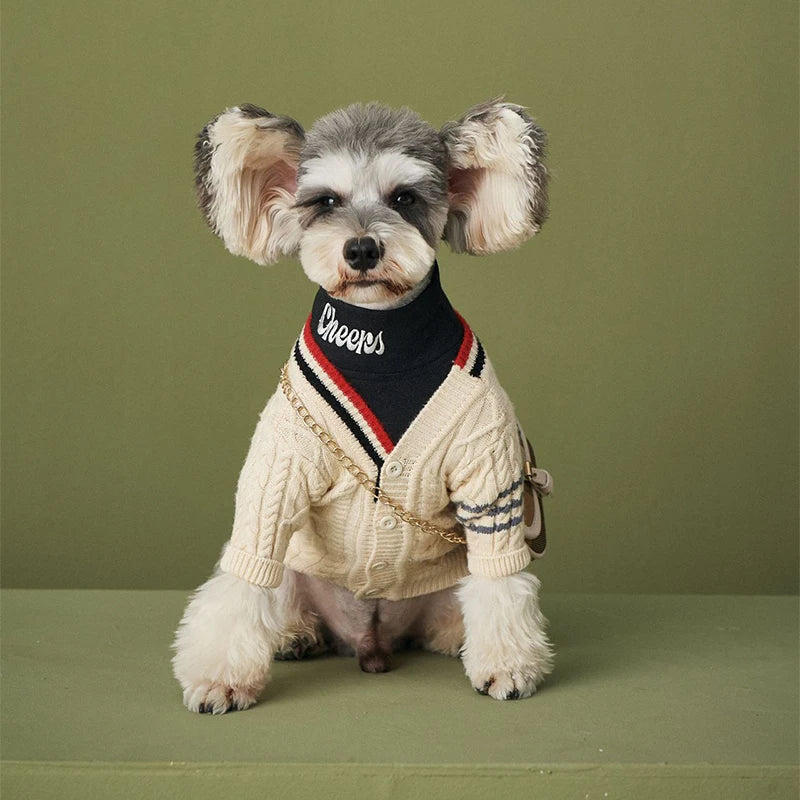 China Pet Factory Wholesale Luxury Classic Modern Cotton Print Designer Dog Cardigan Korea Dog Suit Clothes Chinese New Year All