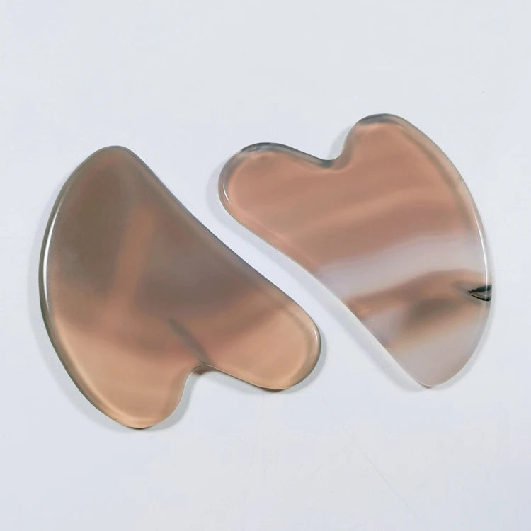 DIY 100% Natural Grey Agate pink Massage Guasha Tools Facial Massage Jade Guasha Gua Sha Grey Agate Stone Board