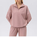 YIYI Fall Womens Oversized Sweatshirts Workout Running Casual Loose Stand Neck Half Zip Pullover Fleece Quarter Zipper Hoodies