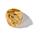 Chunky Punk Zircon Ring Earring 18K PVD Gold Plated Stainless Steel Waterproof Irregular Hip Hop Ring Earring Set