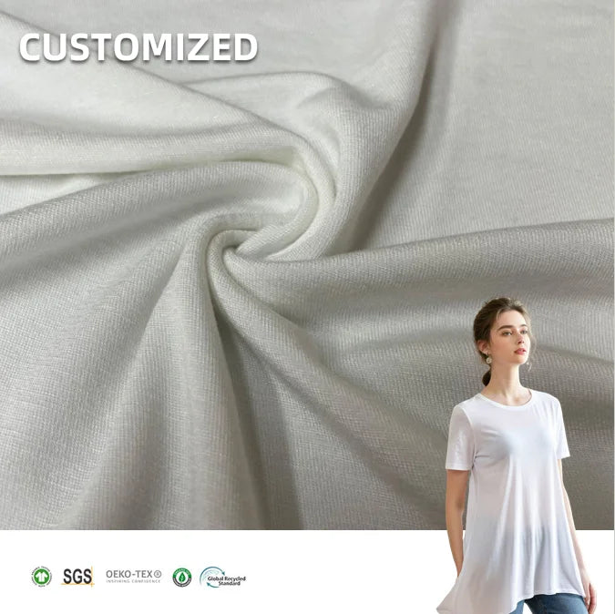 Soft Eco-friendly 160gsm Knitted Stretch Bamboo Spandex Jersey Fabric for Girls Boys Underwear Dresses Suits