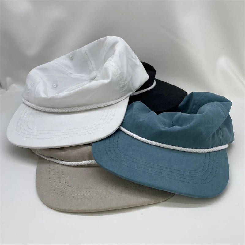 Blank Polyester Nylon Rope Hat 5 Panel Gorras Hip Hop Blank Snapback Hat Baseball Caps Custom Rope Hats