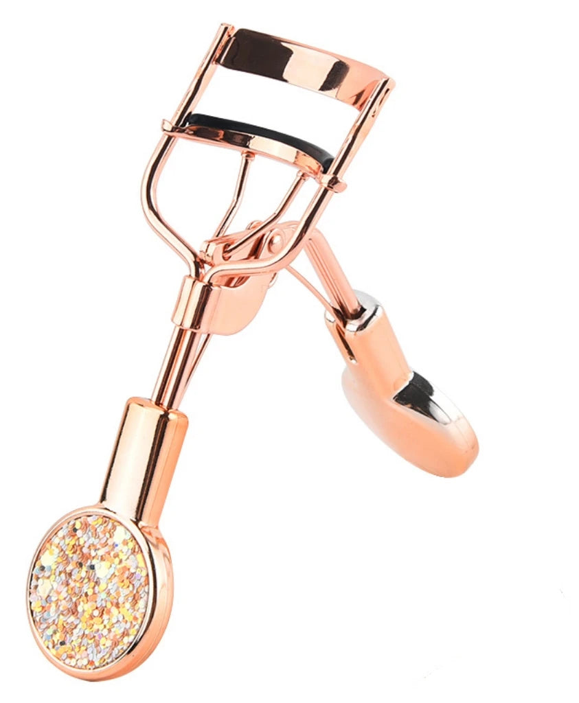 Private Label New Design Glitter Handle Rose Gold Make up Eyelash Curlers Tools Women's Curved Eye Lash Curlers Tools