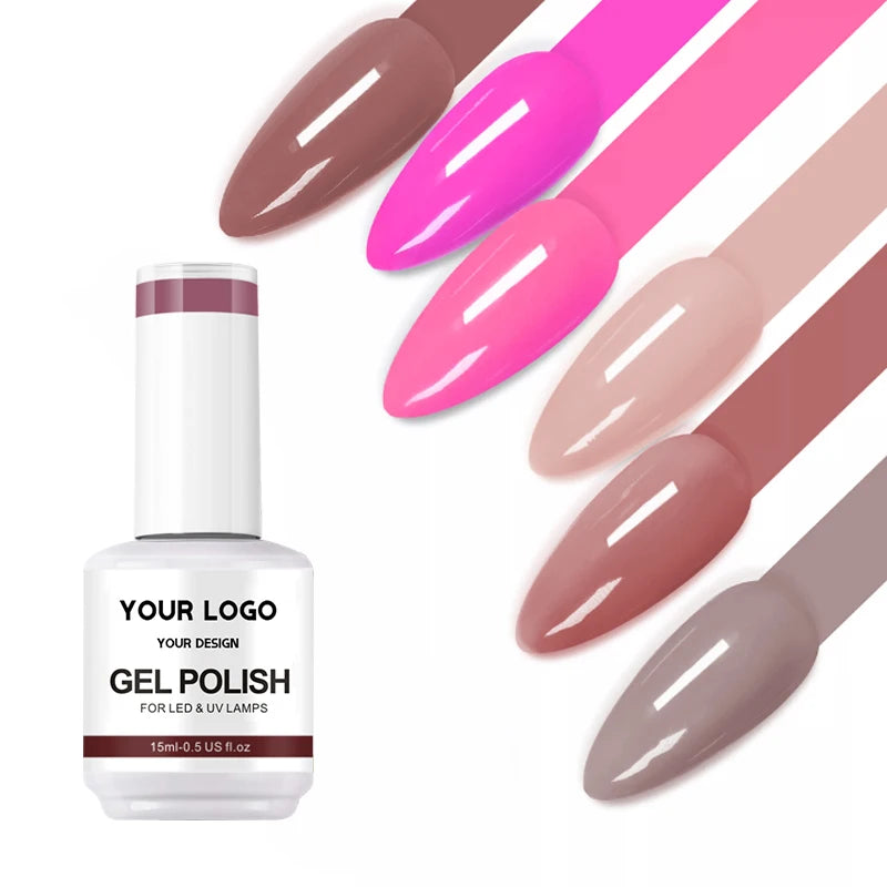 Summer Pink  Colors Custom Logo Acrylic UV Gel Set Nail Polish OEM Gel Art Nail Led Gel Polish for Nail Beauty