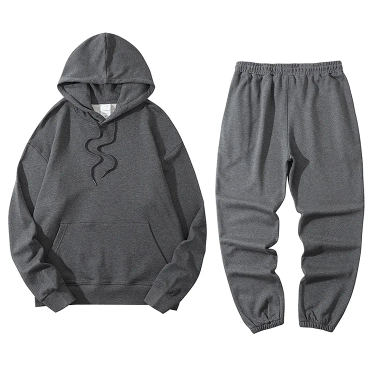 Casual Tracksuit Men Sweatshirts Men Set Pants Suit Solid Long Sleeved Male Clothing Sweater and Pants Men Sportswear
