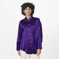 Elegant Simple Wholesale Korean Blouses Purple Women's Blouses Purple Satin Blouse