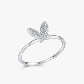 Ailmay Real 925 Sterling Silver Elegant Luxury Cubic Zirconia Butterfly Animal Finger Ring for Women Fine Jewelry Christmas Gift