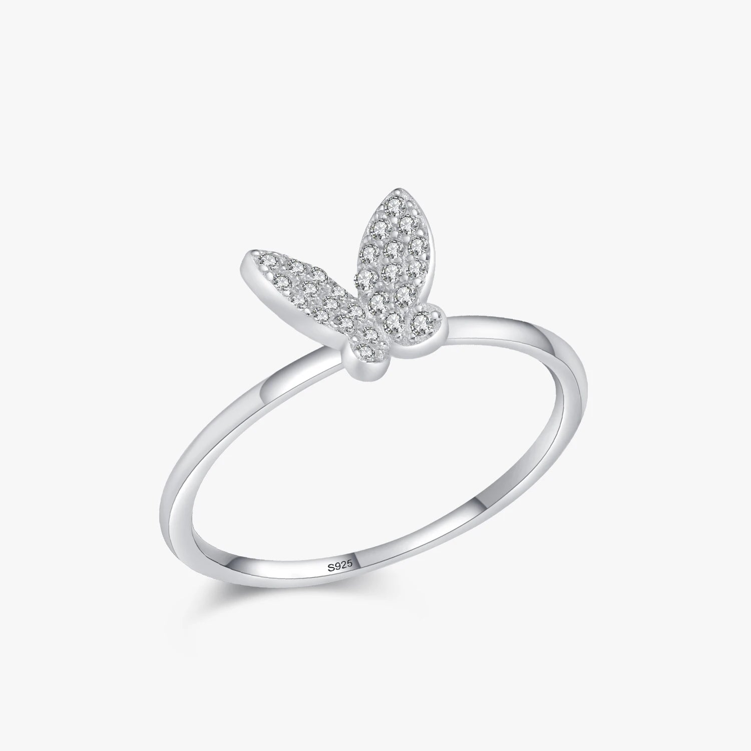 Ailmay Real 925 Sterling Silver Elegant Luxury Cubic Zirconia Butterfly Animal Finger Ring for Women Fine Jewelry Christmas Gift