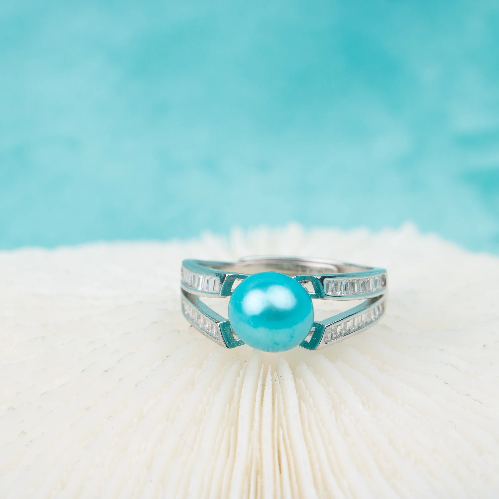 R030592 DIY 6-8mm Natural Freshwater Pearl Ring Accessory 925 Sterling Silver Adjustable Size Engagement Jewelry Ring for Women