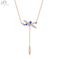 Latest 18K Solid Rose Gold Necklace with Real Natural Diamond Sapphire Pendant Fine Jewelry for Women