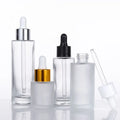 Empty Skincare Cosmetic Packaging 30ml 50ml 100ml Round Shaped Clear Essential Oil Essence Dropper Glass Bottles