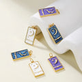 Jiexing Oil Drop Star Moon Tarot Enamel Pendant with Zircon Stone 14K Gold Plated Diy Necklace Trendy Charms Making Jewelry