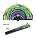 Custom Printed 13Inch Large Bamboo Folding Clack Hand Held Fan for Festivals Parties Rave Accessories