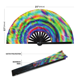 Custom Printed 13Inch Large Bamboo Folding Clack Hand Held Fan for Festivals Parties Rave Accessories