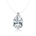 1.0ct 5*7mm Vvs1 D Color Pear Cut Moissanite Fish Line Necklace Invisible Necklace 925 Silver Women Girl Gift