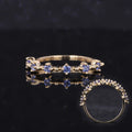 14k Solid Yellow Gold Filled Round Cut  Moissanite Sapphire Rings Blue Sapphire Stone Ring