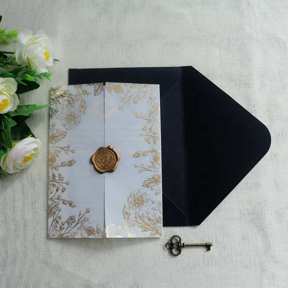 China Supplier Clear Acrylic Insert Card Flower Wedding Invitations with Vellum Paper Cover