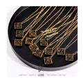 Carline 18K Gold Plated 12 Month Flower Square Minimalist Black Stainless Steel Birthday Necklace Jewelry Gifts for Women Men