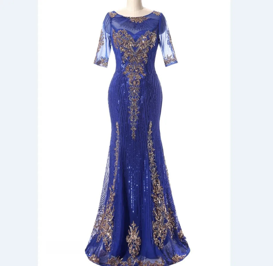 2024 New Arrival Sequins Party Dresses Royal Blue Mother Gown of the Bride Dresses for Wedding