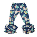 Qingli OEM Custom Factory Flower Print Fashion Breathable Casual Knitted Long Multi-layer Lace Pants Girls' Toddler Leggings