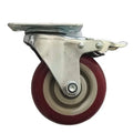 HM2208 Factory Custom Red Rubber Swivel Stainless Steel Core Industrial Caster Wheel for Warehouse Kitchen Exterior Use Waste