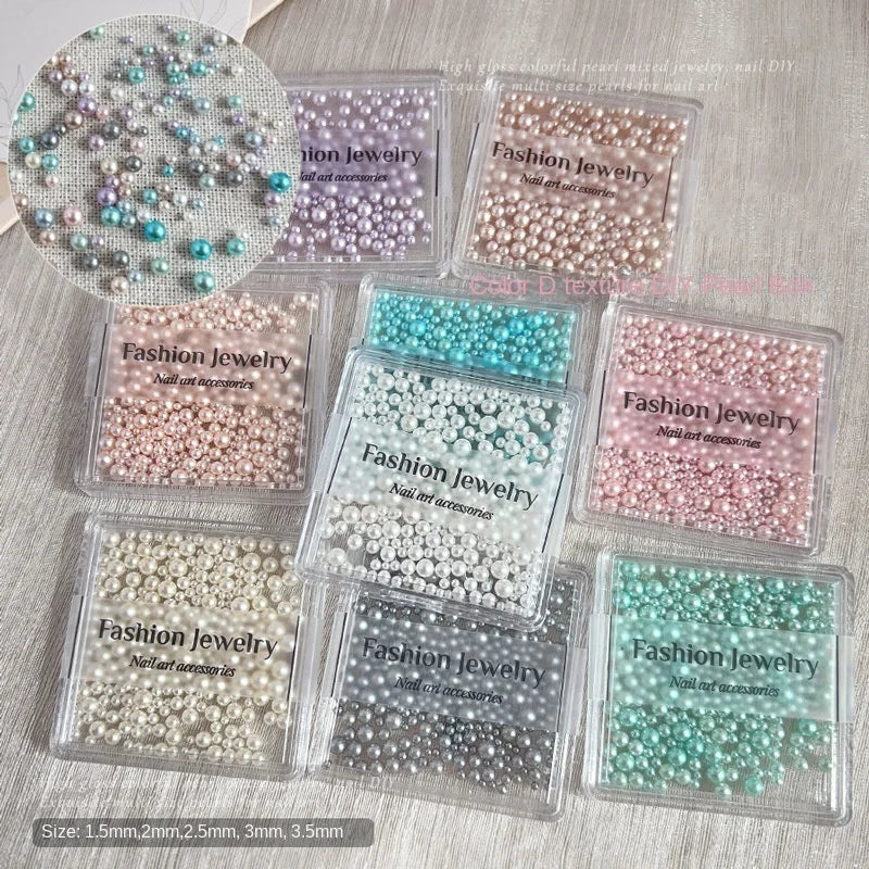 Paso Sico 3D DIY Nail Jewelry Set French Plastic Highlighted Pearl Pure White Large Small Size Nail Drill Accessories Mixed