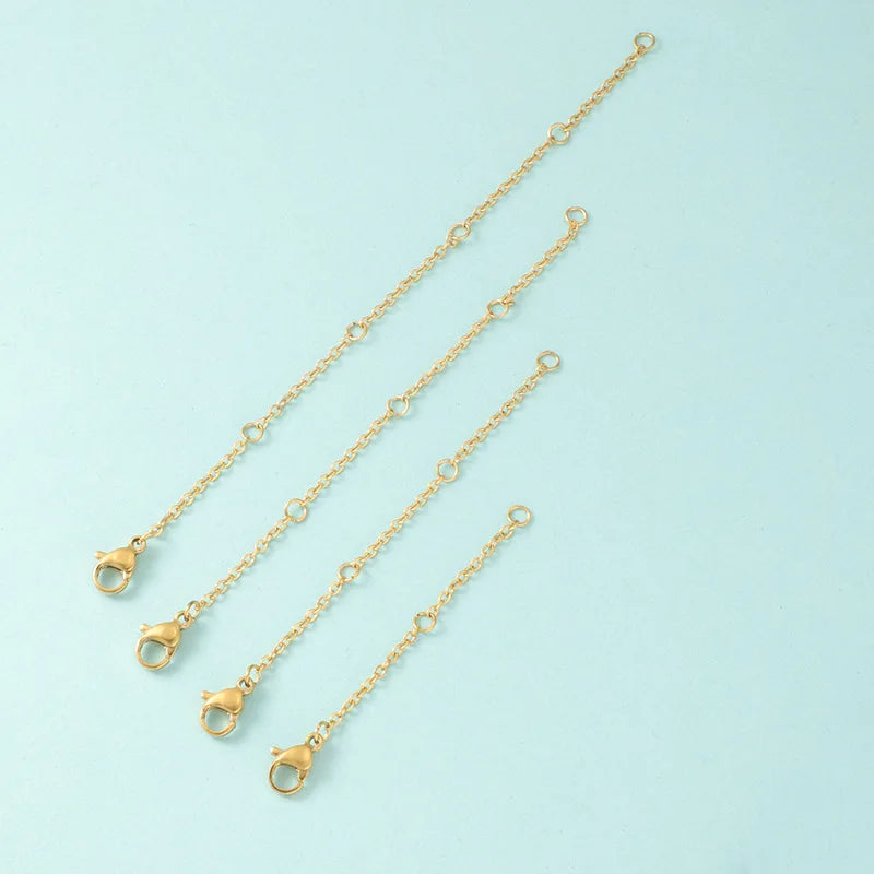 Stainless Steel PVD Plated Steel/Gold Women's Necklace Extender Tail Chain Waterproof No Fade