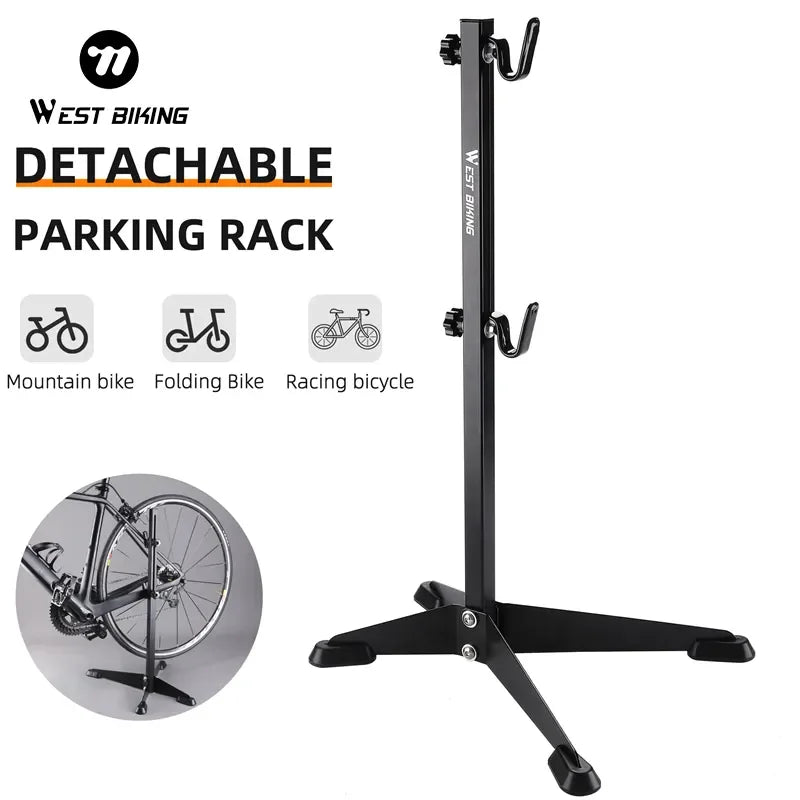 WEST BIKING Convenient Folding Bicycle Rack Durable Iron Bike Parking Rack Detachable Road Bike Hook for Urban