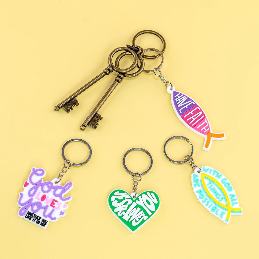 Elegant Christian Keychain Soft Rubber  with Bible Verse Durable Religious Keyring for Church Gift Shops and Collectors