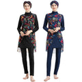 LHMYFL036 Hot Sale Muslim Conservative Women's Plus Size Four Piece Solid Eco-Friendly Anti-UV Swimwear Burkini