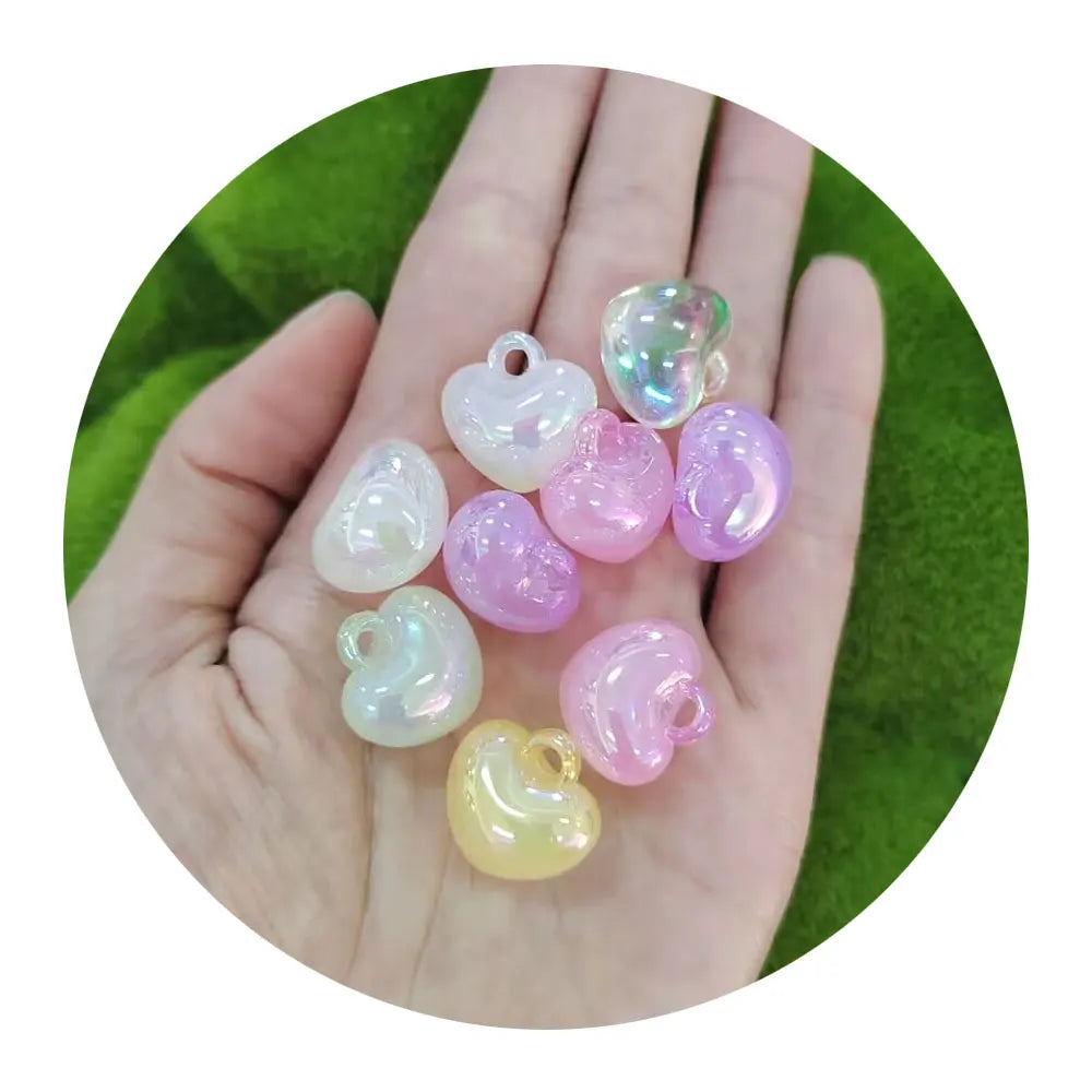 New Popular 18MM Colorful Resin Acrylic Plastic AB Plating Heart Beads Charms Pendants for Earring Bracelet Jewelry Making DIY