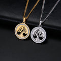 Myshape Diamond Tree of Life Pendant Stainless Steel Necklace Men's and Women's Crystal Zircon Ultra Natural Talisman Jewelry