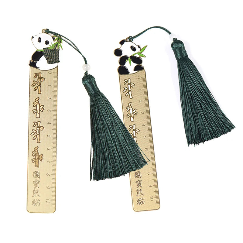 Factory Sale Custom Gold Etch Animal Brass Metal Book Marks Hollow Out Metallic Enamel Bookmark for Kids with Ruler Scale