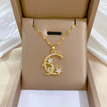 Trendy Star Moon Light Luxury Banquet Wedding Necklace Popular Women's Gold Stainless Steel Titanium Steel Necklace