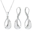 Pure Silver 925 Water Drop Necklace and Dangle Earrings Jewelry Set for Women