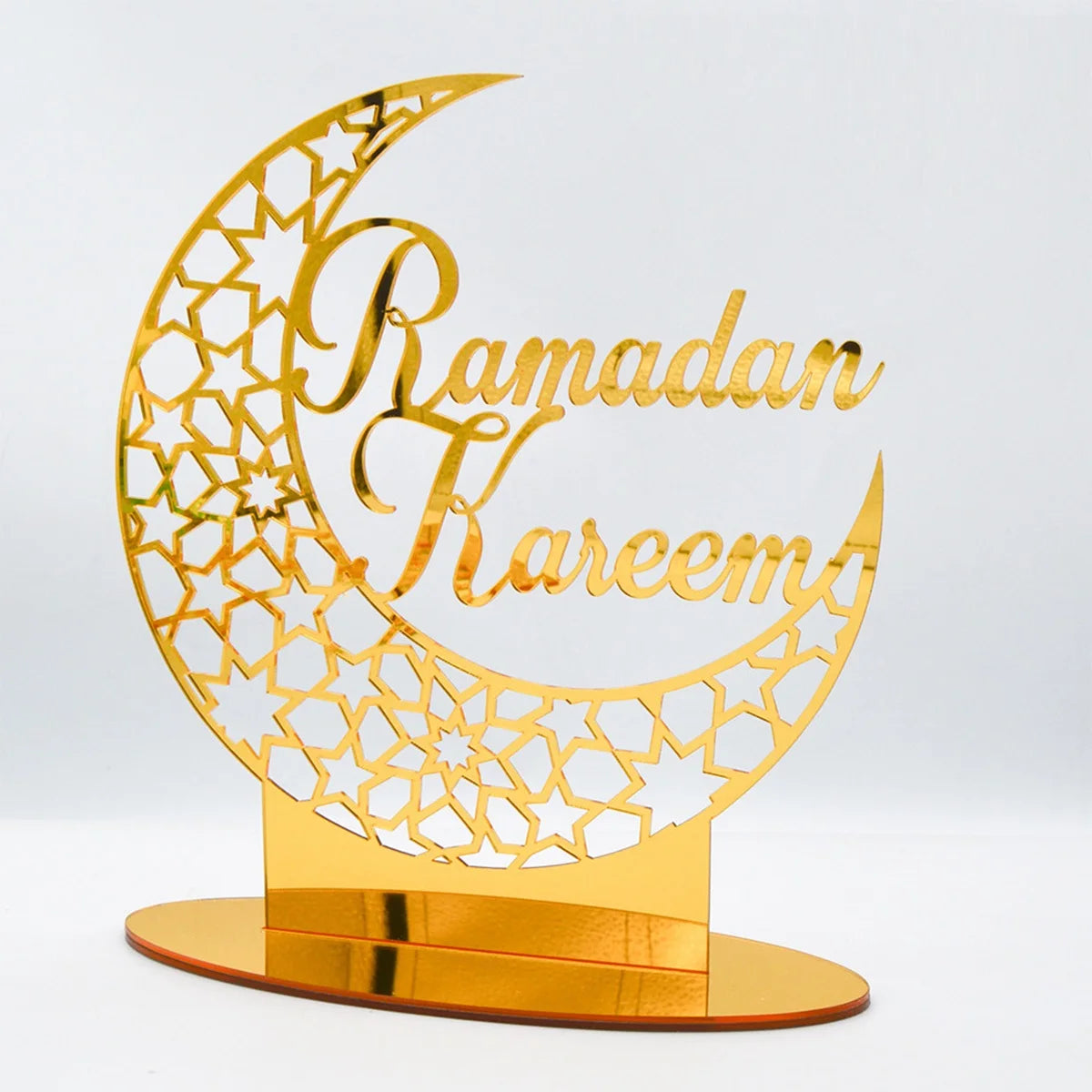 Eid Decoration 2024 Islamic Muslim Festival Acrylic Eid Mubarak Ramadan Kareem Gift Ornament Table Moon Star Tabletop Decor