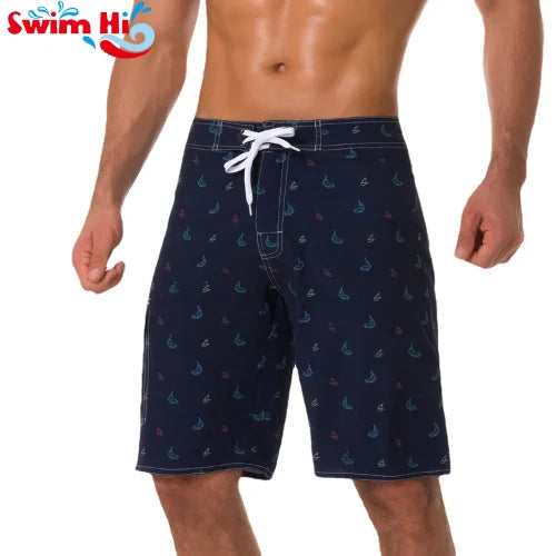Men's Quick Dry Swim Beach Board Shorts with Breathable Mesh Lining Bermuda Shorts Pattern Mid Waist-Swim Trunks for Man