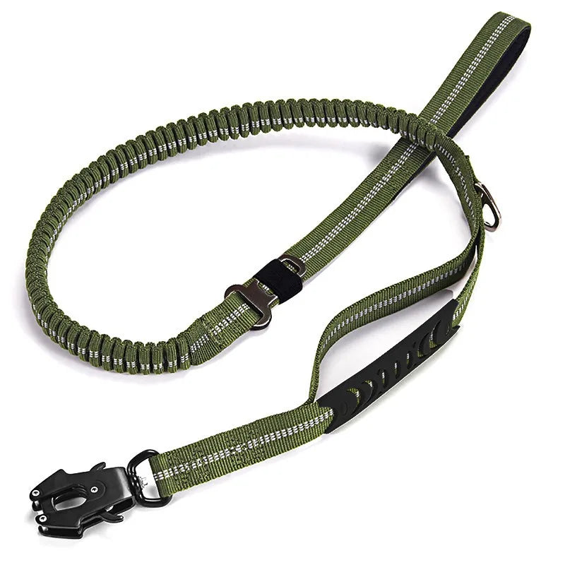 Bungee Dog Leash with Quick Release Buckle-Adjustable Elastic Training Lead Frog Clip for Outdoor Running WalkingTactical Use