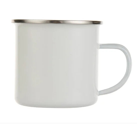 Customized Sublimation Bank Tumbler 11oz Enamel Mug with Handle White Coffee Mug