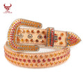Dna Rhinestone Plus Size Western Men Women Orange Snake Pu Leather Red Rhinestone Custom logo Belts