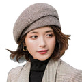 Ladies French Plaid Beret Fashion Female Elegant Wool Hats Cap Women's Plaid Painter Hat