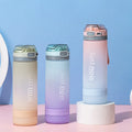 Custom 500ML BPA-Free Recycled Frosted Plastic Gradient Color Leak-Proof Eco-Friendly Portable Outdoor Sport Water Bottle for