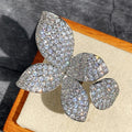 CAOSHI Wholesale Price Personality Jewelry New Style Silver Gold Plated CZ Exaggerated Flower Open Adjustable Ring for Women