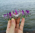 DIY Natural Made Natural Plating Purple Green Crystal Moon Hairband Ancient Silver Branch Hair Comb Crown Headband-