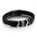 KALEN Vintage Black Braided Leather Men Stainless Steel Jewelry Gift Bracelet