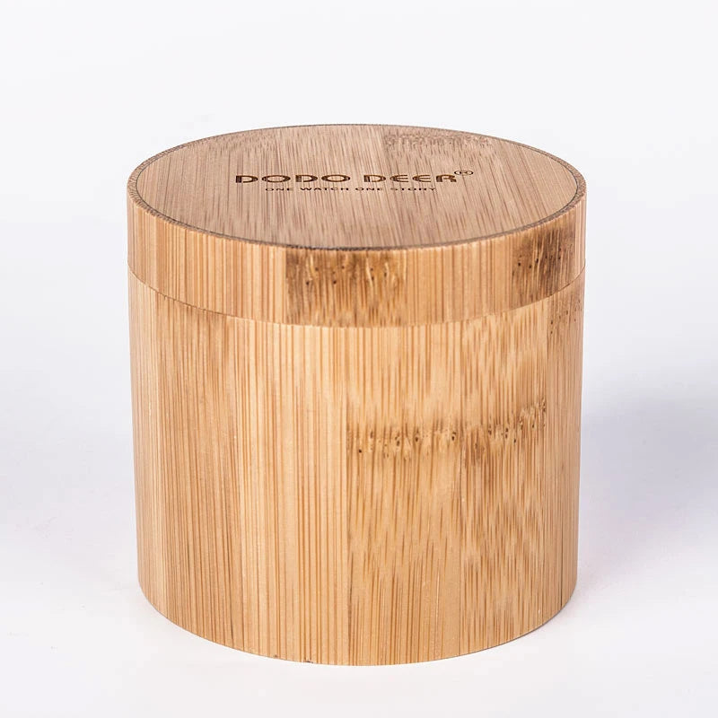 Wholesale Eco-Friendly Handmade Round Watch Boxes Custom OEM Logo Wooden Cylinder Bamboo Laser Engraving Feature
