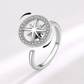 Gold Plated Micropaved Zirconia Rotatable Geometric Ring for Women Adjustable Fidget Rotating Spinner Ring Anti Anxiety Jewelry