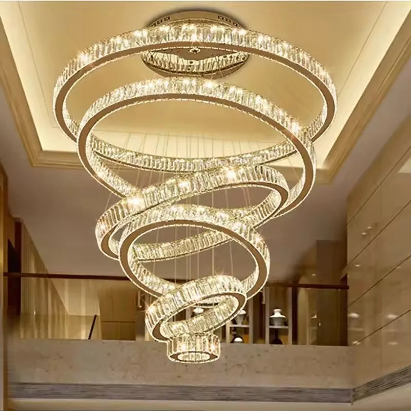 Modern LED Chandelier Crystal Lights Round Ring DIY Custom Luxury Ceiling Living Room Chandelier Pendant Lights
