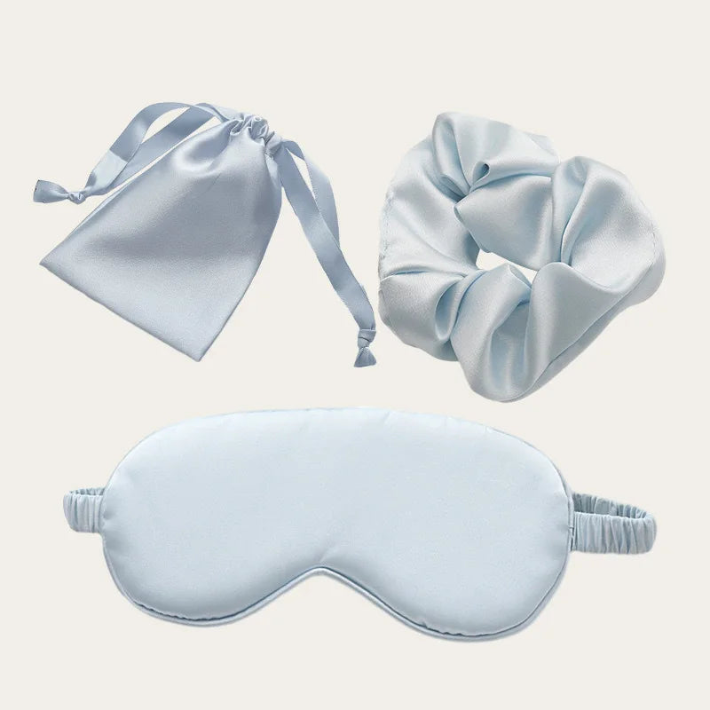Three-Piece Set Simulation Silk Eye Mask Hair Band and Pig Intestine Sleep Eye Mask Internet Celebrity Eye Health Supplies